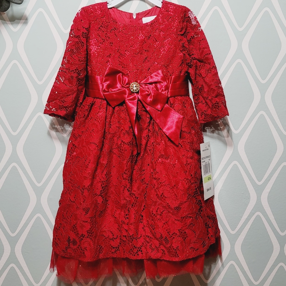Rare Editions festival sprinkles red dress.